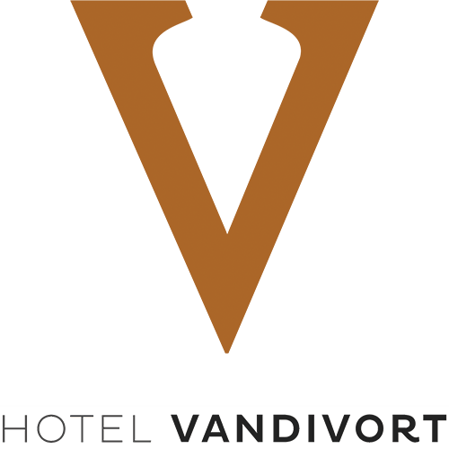 giant letter V with text: hotel vandivort